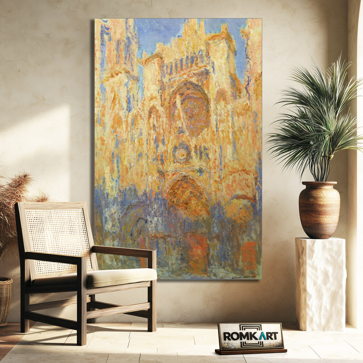 Claude Monet Rouen Cathedral Facade Sunset Harmony In Gold And Blue 1892-1894 – Reproduction