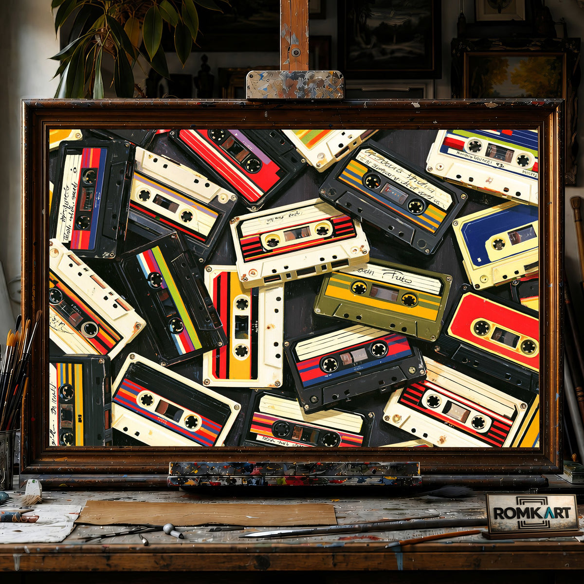 80'S Cassette Tape Retro - Hand-Painted Oil Painting - View 1