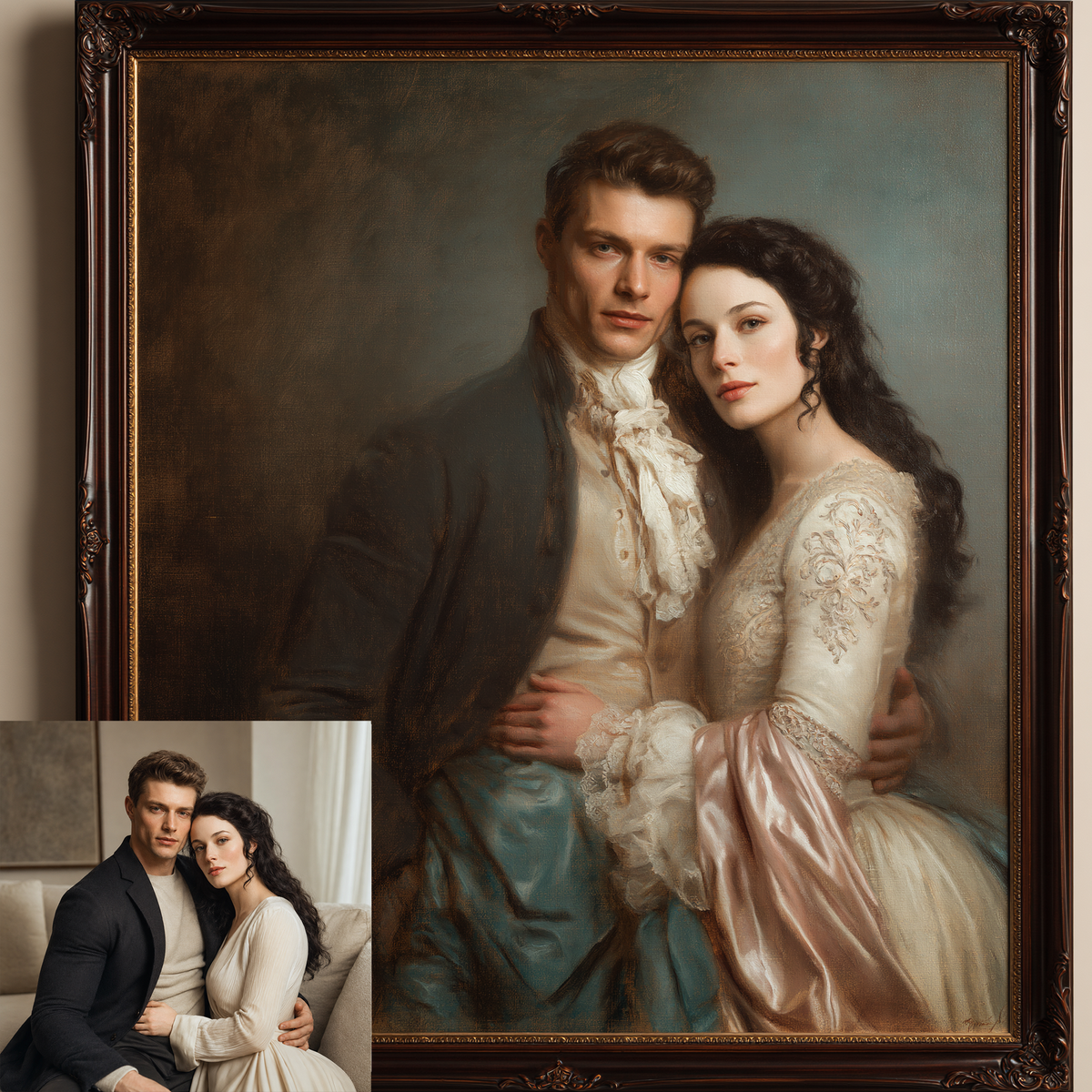 Custom Couple Oil Painting | Thomas Gainsborough Rococo Style