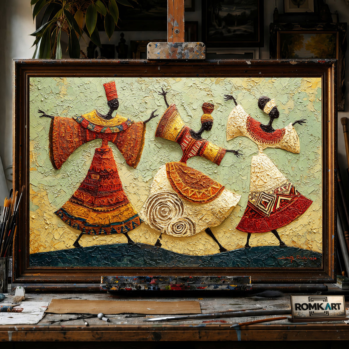 African Art - Hand-Painted Oil Painting - View 1