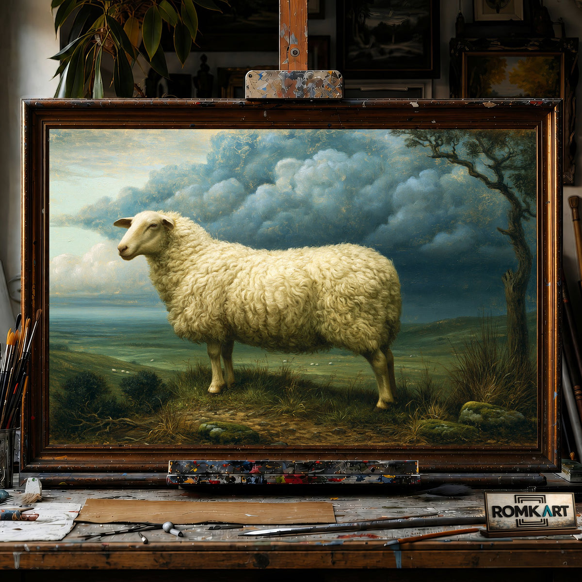 Border Leicester - Hand-Painted Oil Painting - View 1