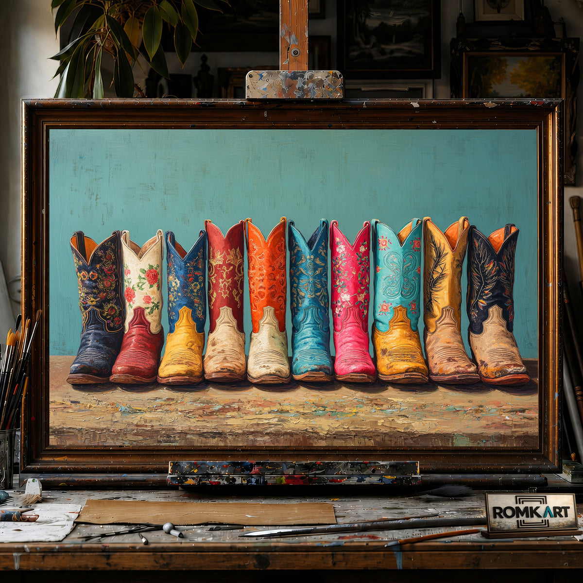 Cowboy Boots - Hand-Painted Oil Painting - View 1