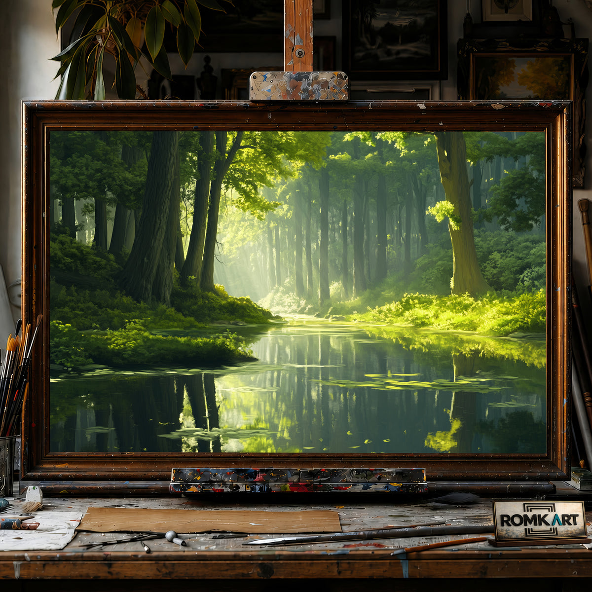 Forest River Morning Light hand-painted oil painting on canvas