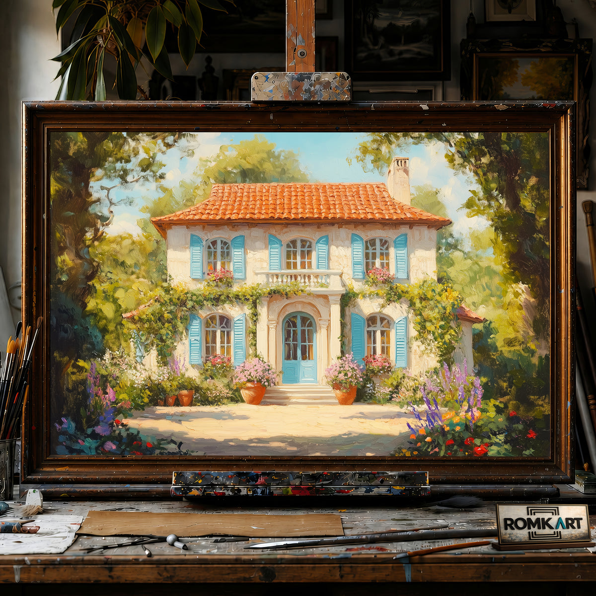 French Countryside House hand-painted oil painting on canvas