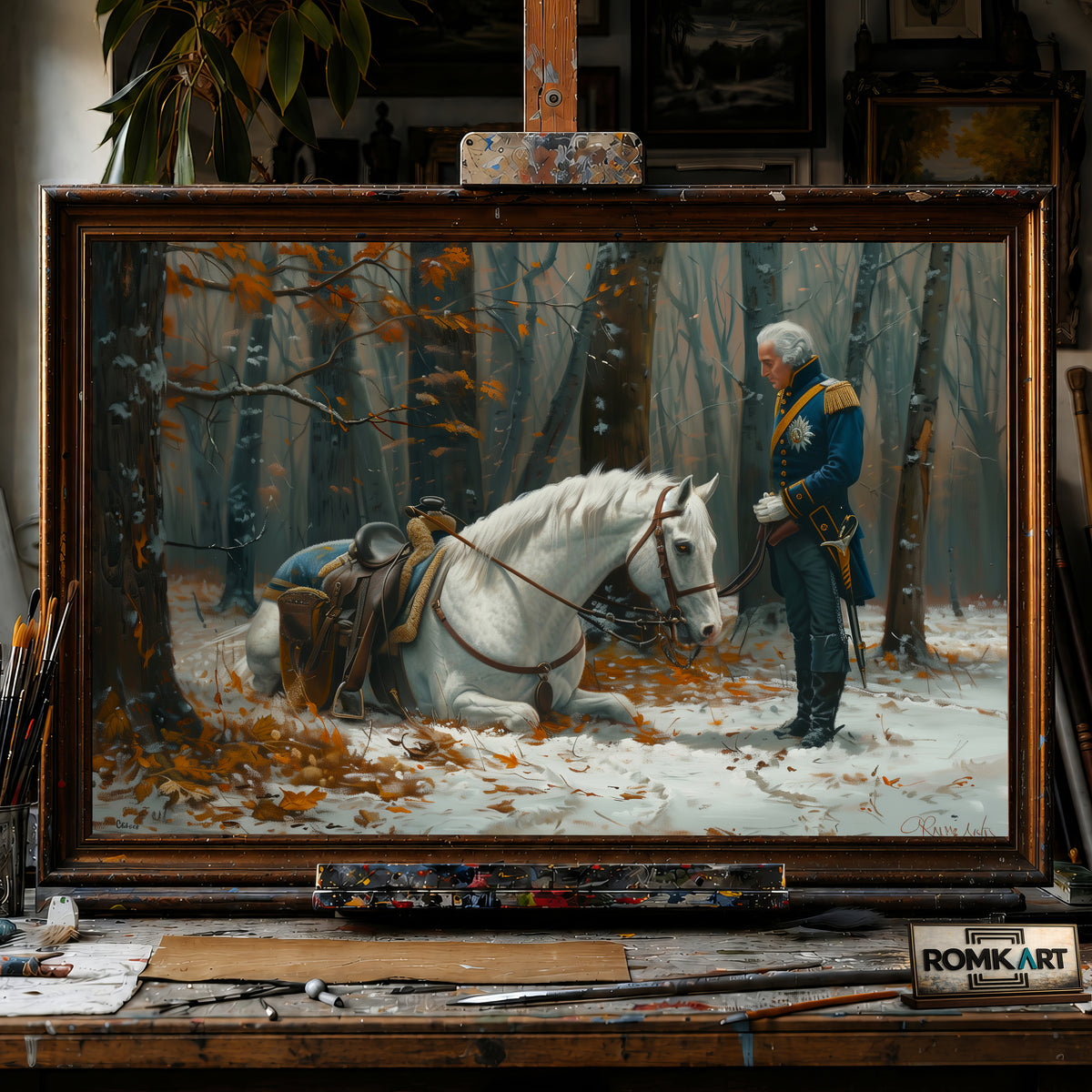 George Washington and His Horse hand-painted oil painting on canvas