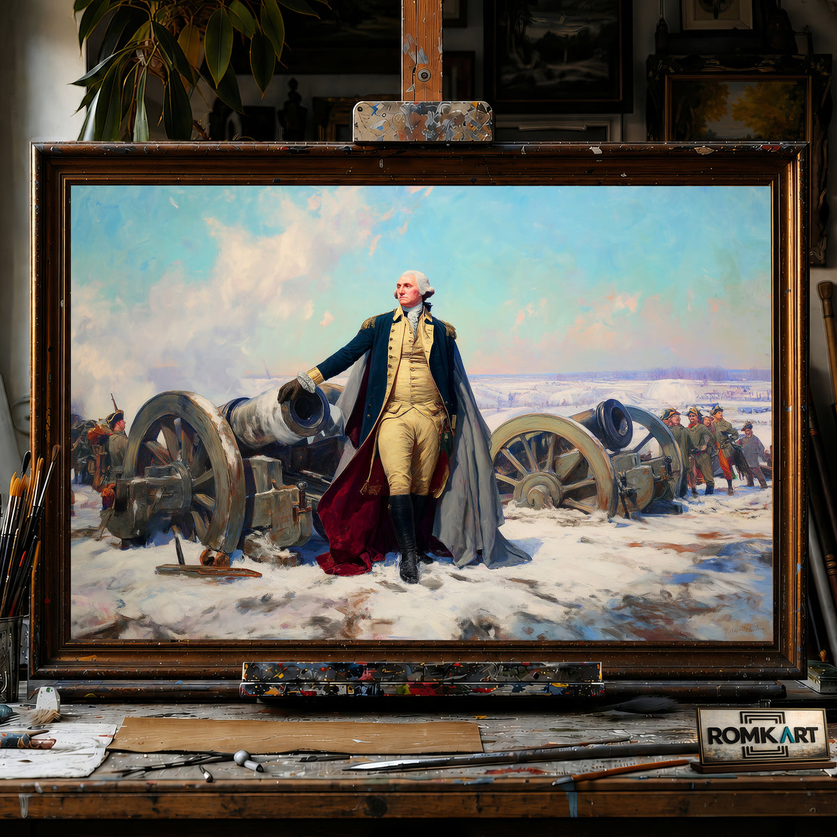 George Washington Before a Battlefield hand-painted oil painting on canvas