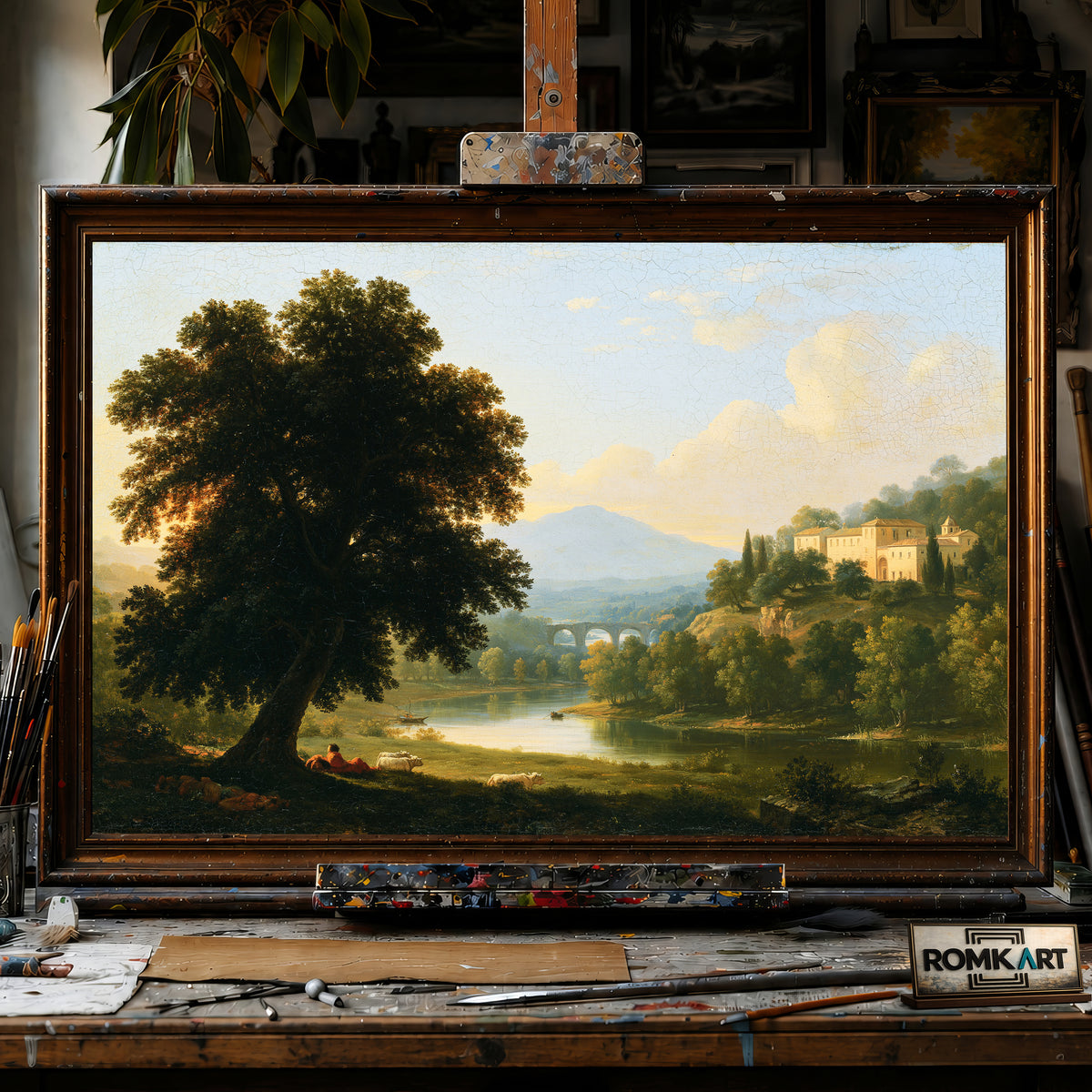 Italian Pastoral Landsccape hand-painted oil painting on canvas