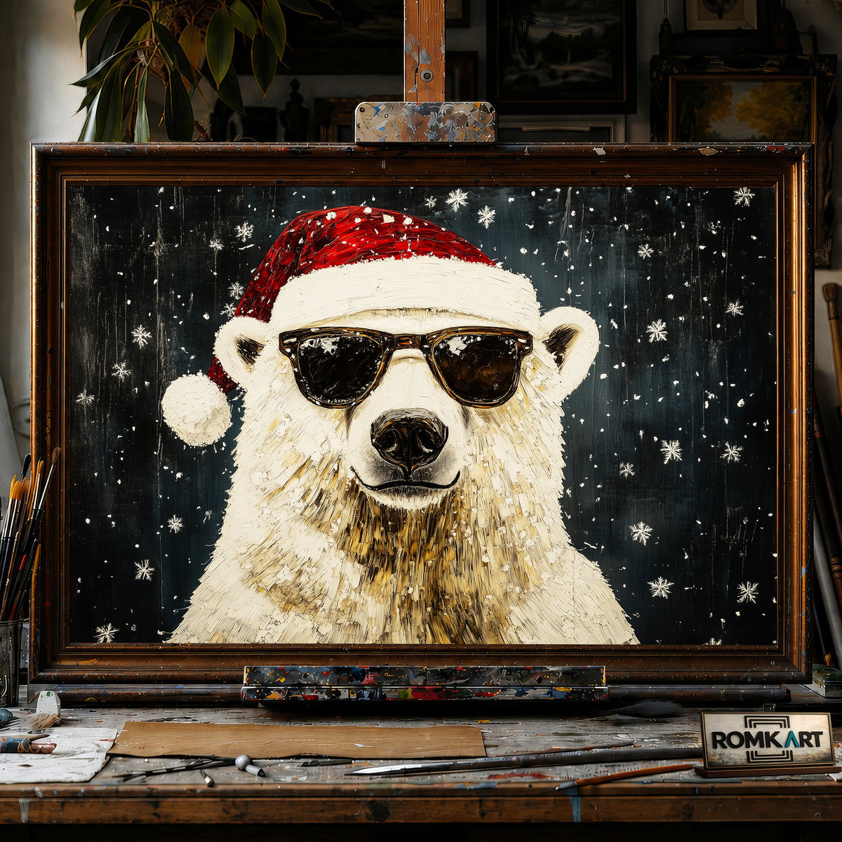 Majestic Polar Bear hand-painted oil painting on canvas