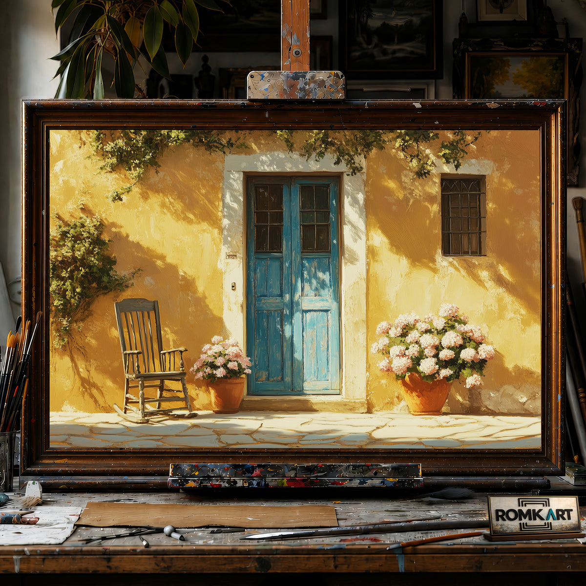 Mediterranean Doorway hand-painted oil painting on canvas
