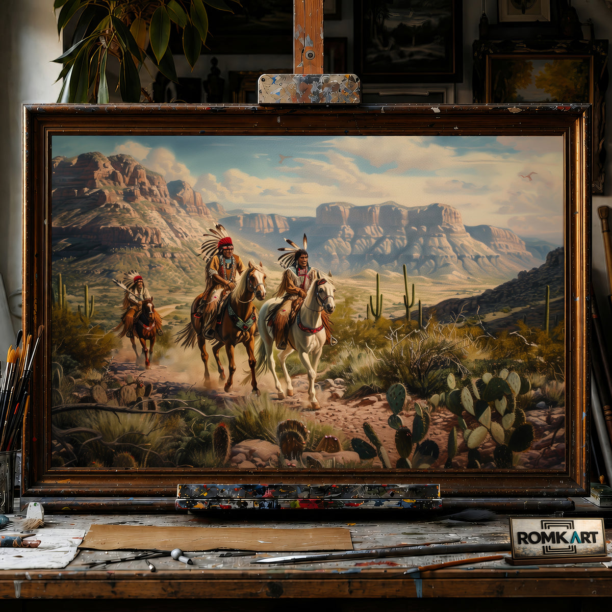 Native American Journeying hand-painted oil painting on canvas