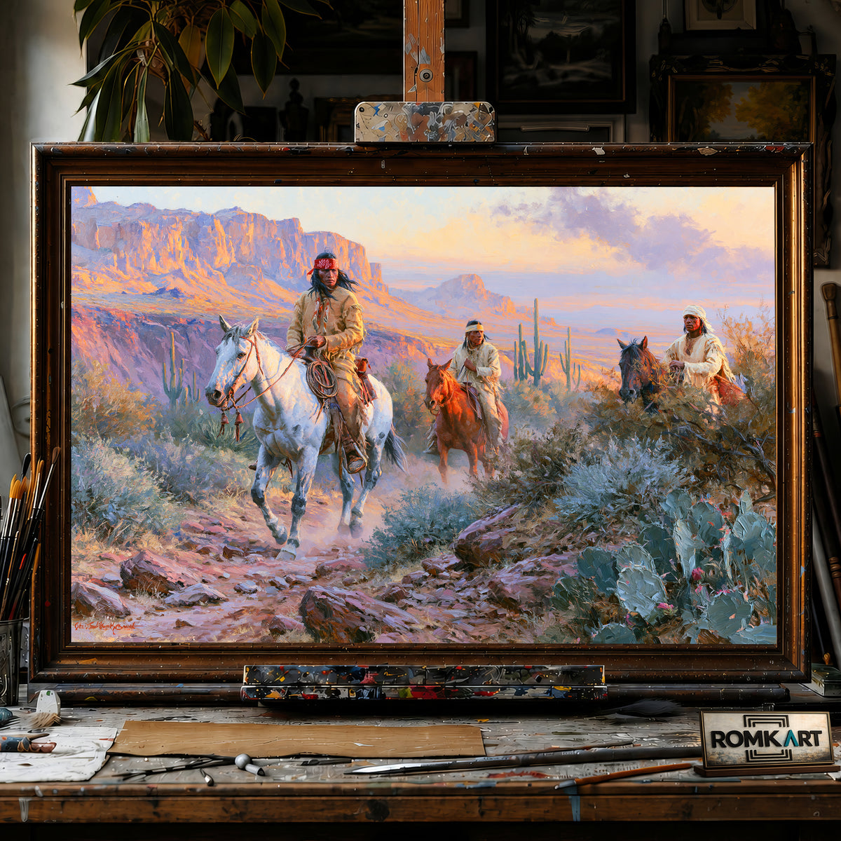 Native American Riders hand-painted oil painting on canvas