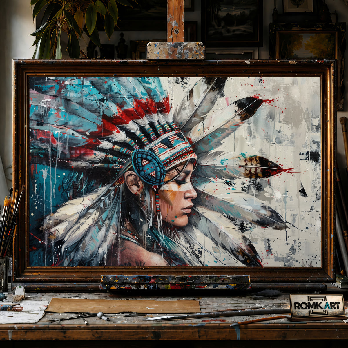 Native American Woman Art hand-painted oil painting on canvas