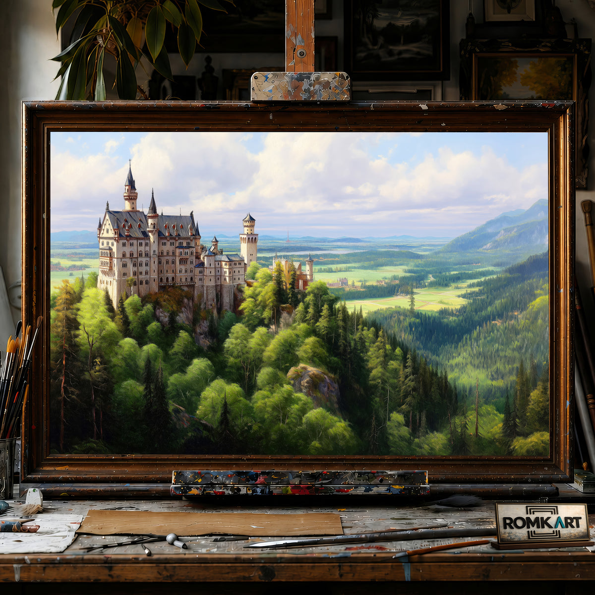 Neuschwanstein Castle hand-painted oil painting on canvas