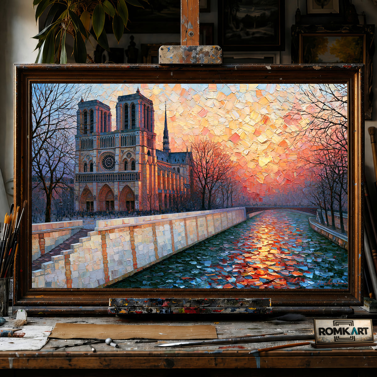 Notre Dame Cathedral, Paris hand-painted oil painting on canvas