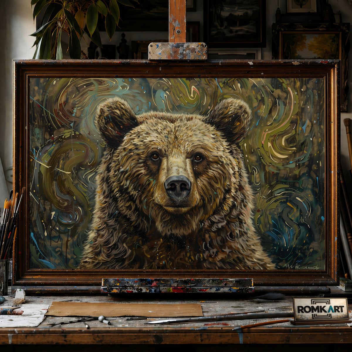 Painting of Bear hand-painted oil painting on canvas