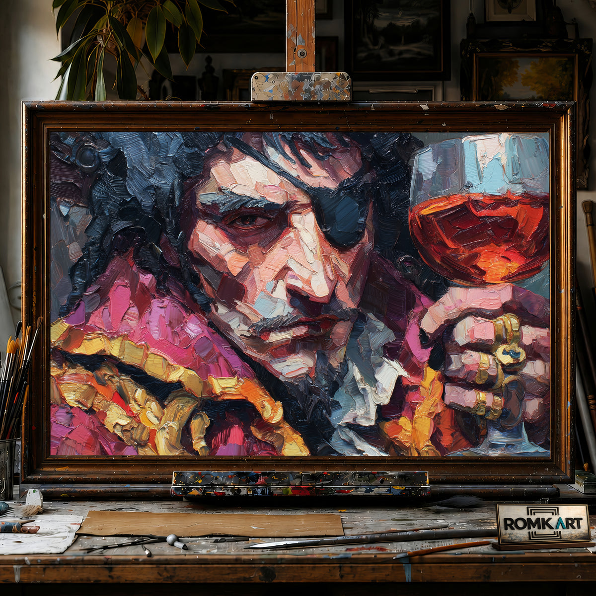 Pirate Captain Impasto hand-painted oil painting on canvas
