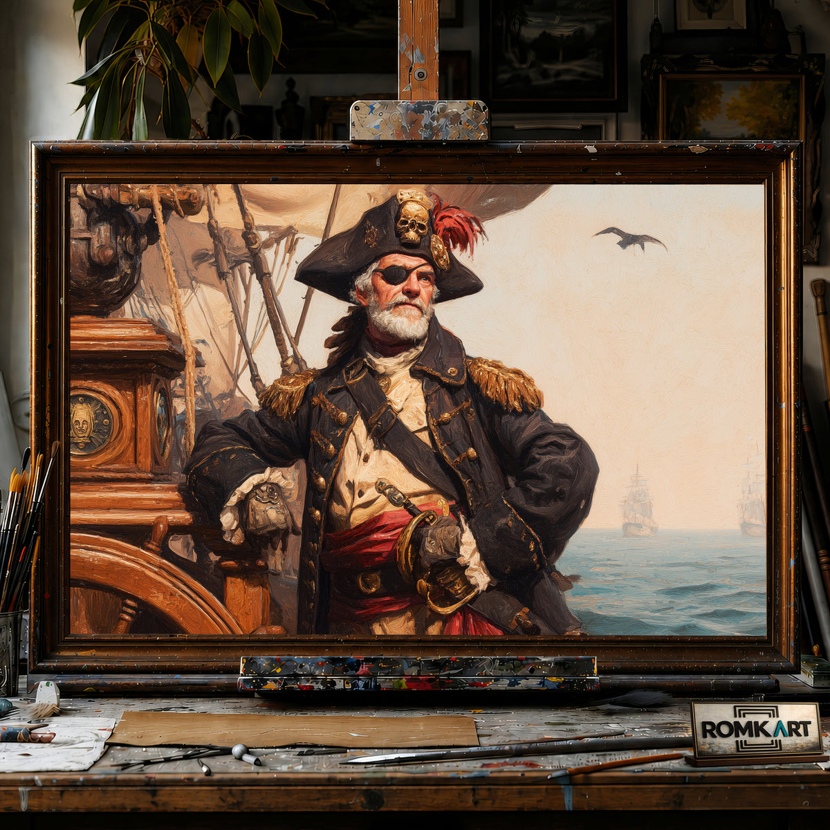 Power Pirate Captain hand-painted oil painting on canvas
