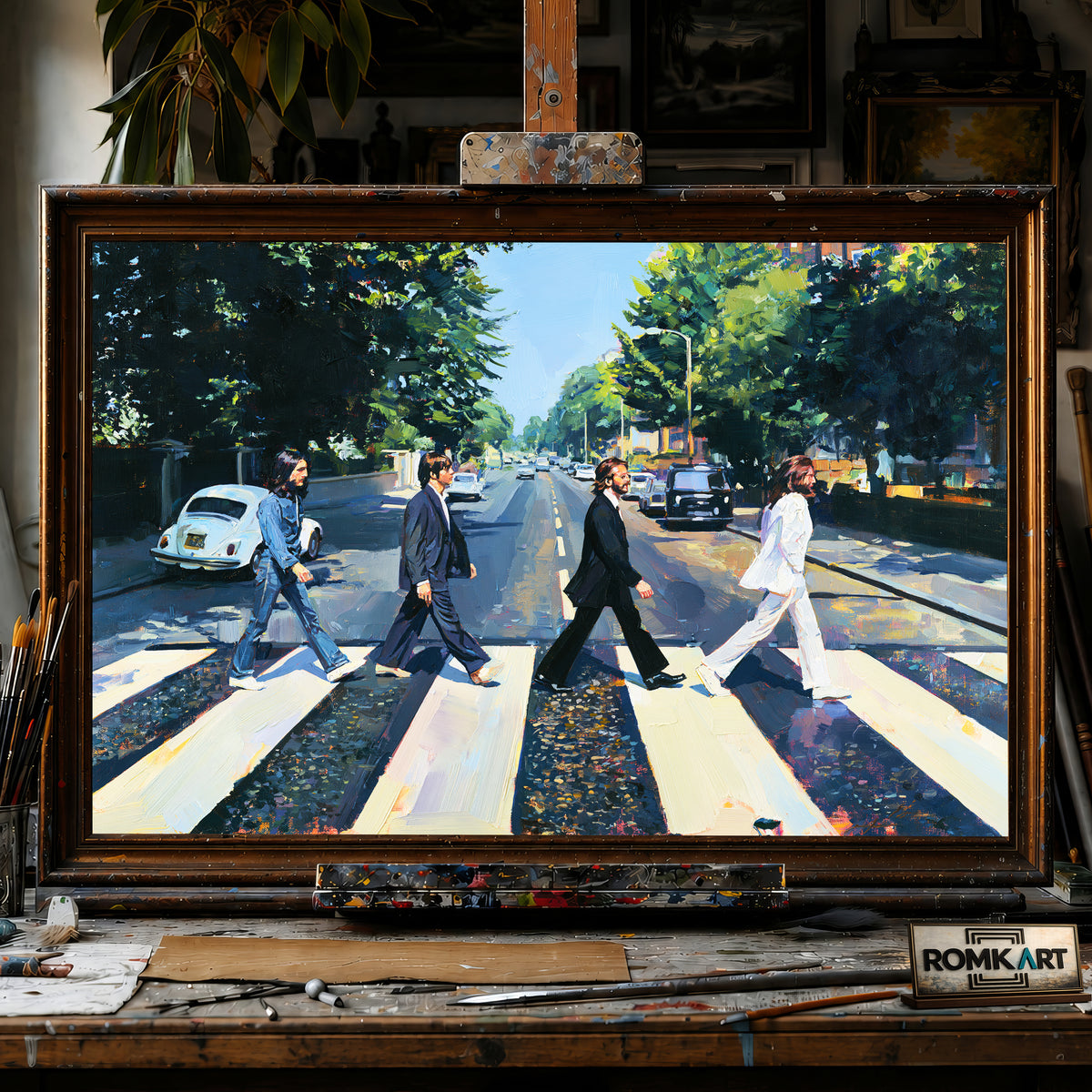 The Beatles Walking Abbey Road hand-painted oil painting on canvas