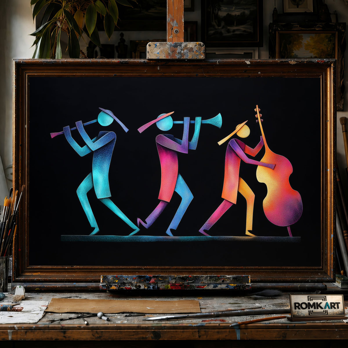 The Music Band - Hand-Painted Oil Painting - View 1