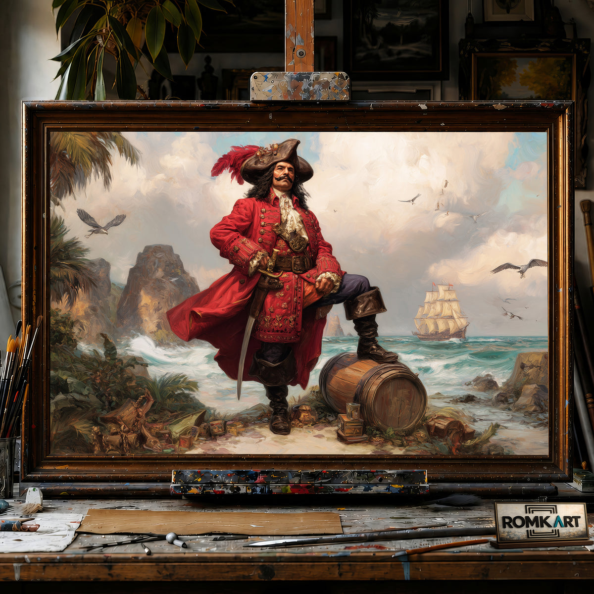 The Pirate Coastal hand-painted oil painting on canvas