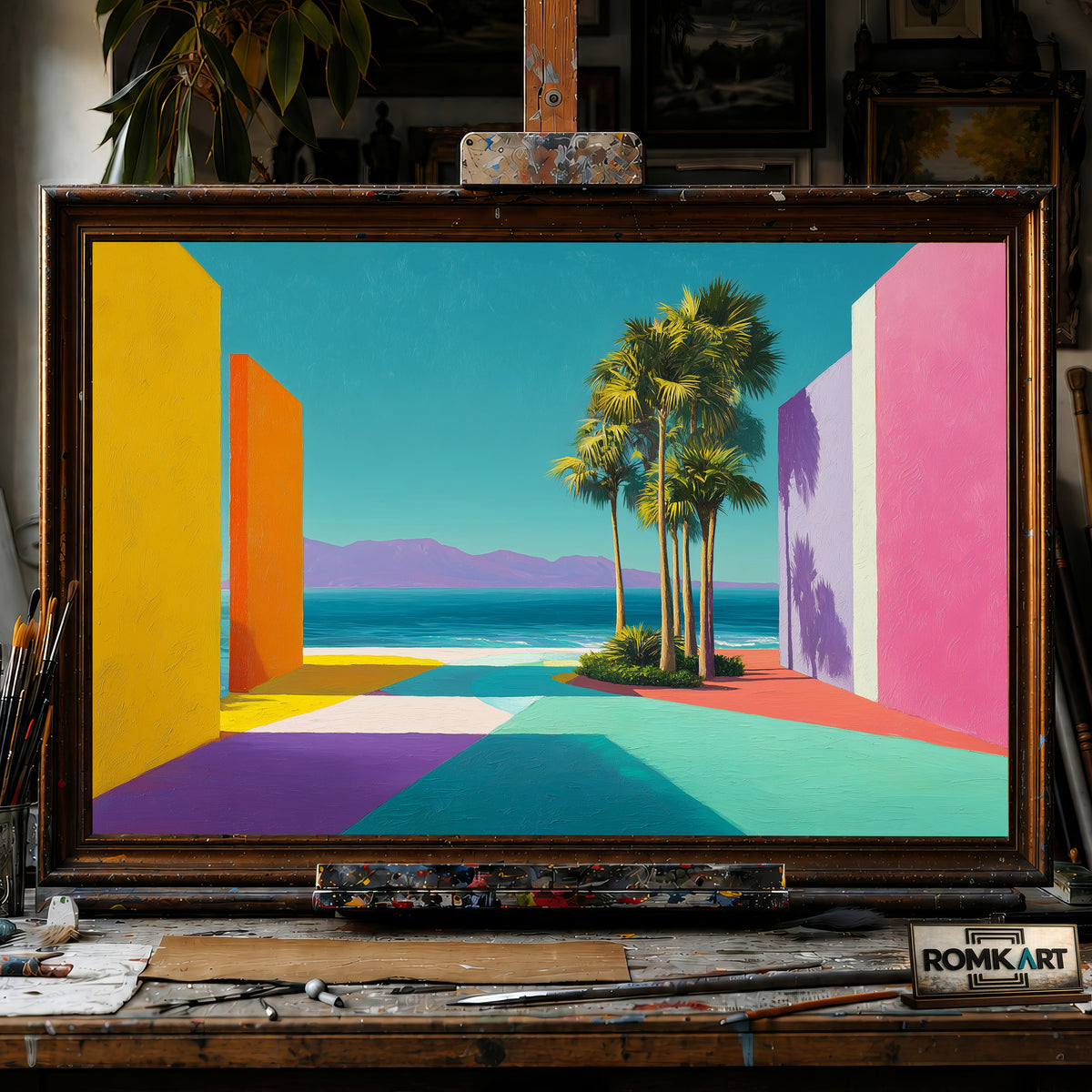 Tropical Coastal Seascape Oil Painting