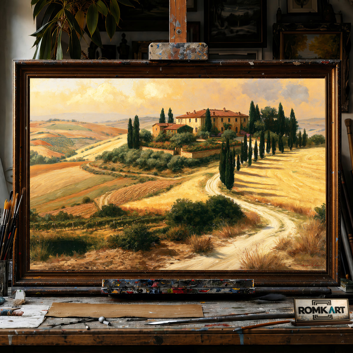 Tuscan Golden Pastoral hand-painted oil painting on canvas