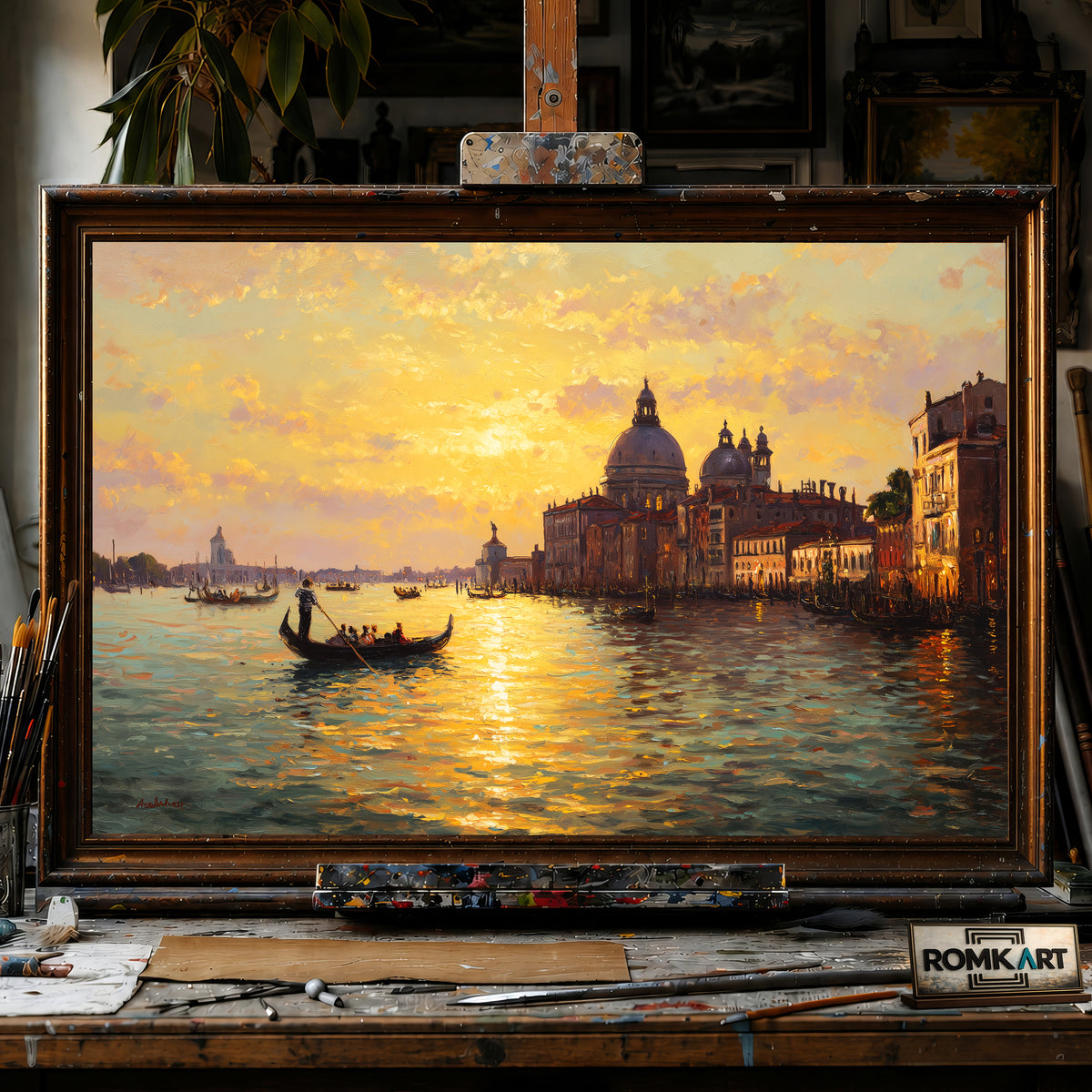 Venetian Lagoon at Sunset hand-painted oil painting on canvas
