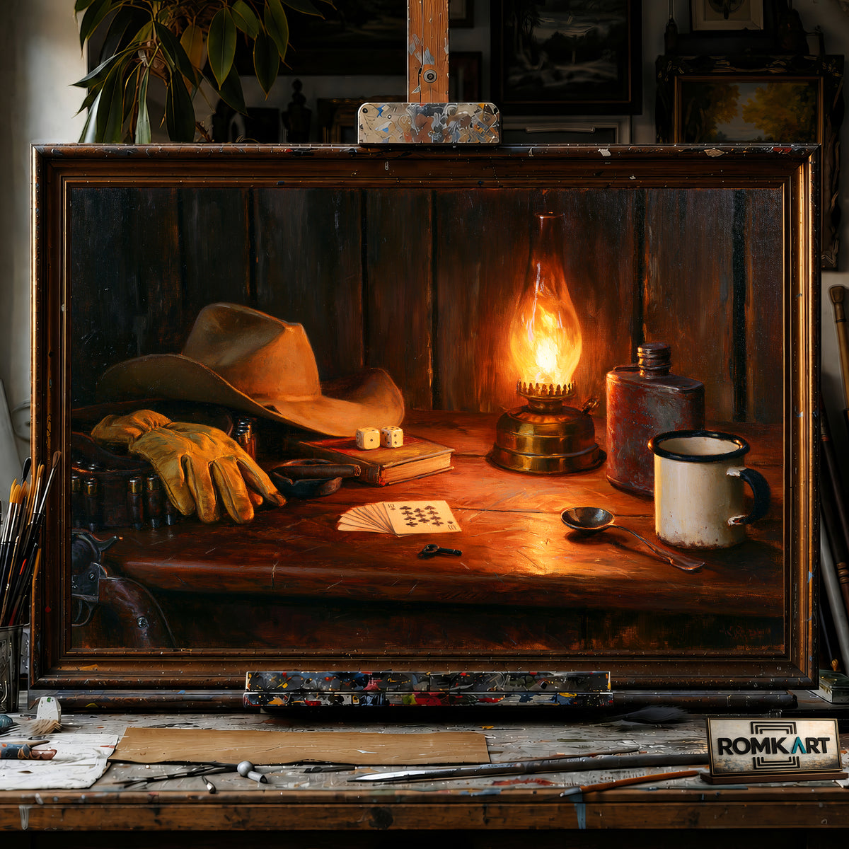 Western Cowboy Room hand-painted oil painting on canvas