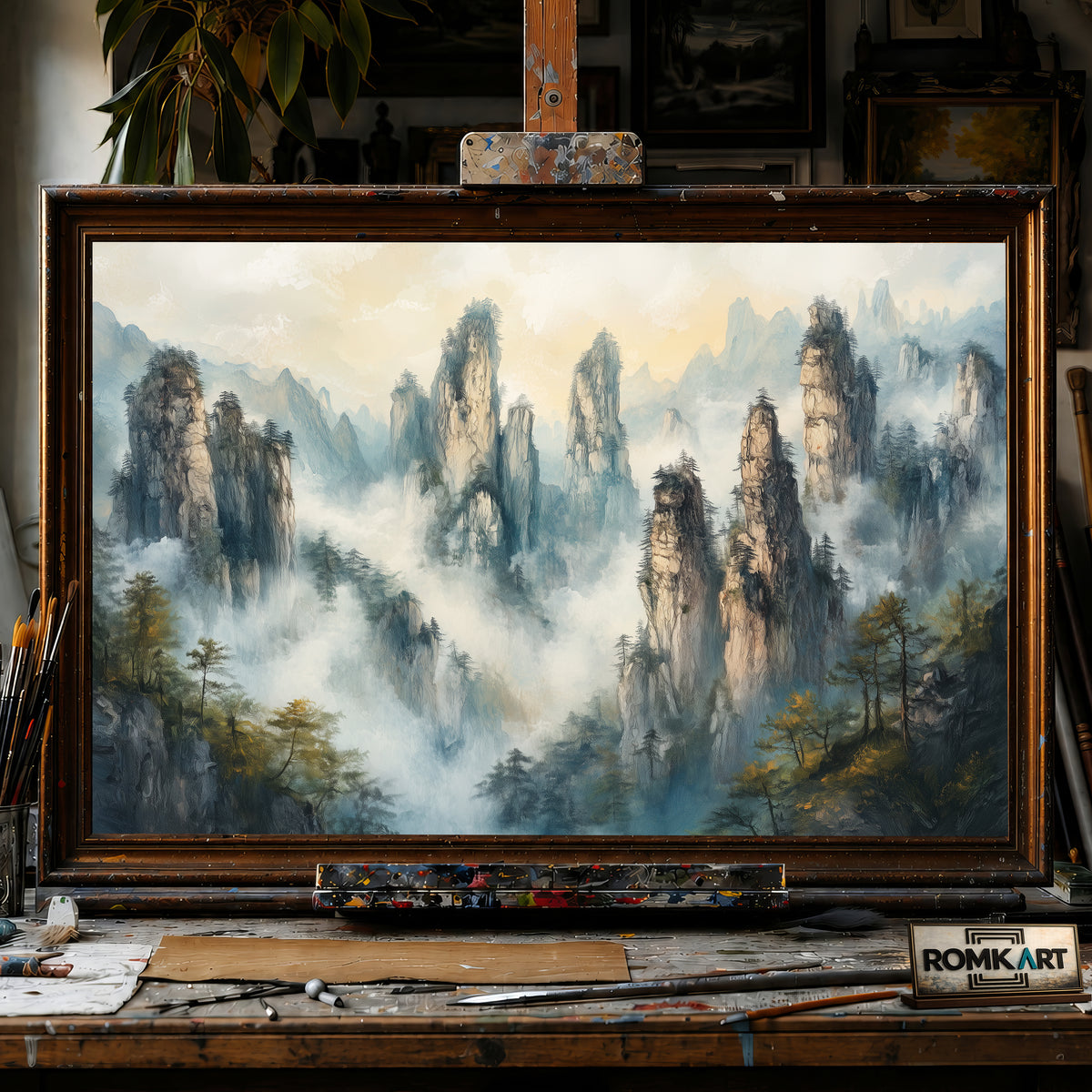 Zhangjiajie Chinese Mountain hand-painted oil painting on canvas