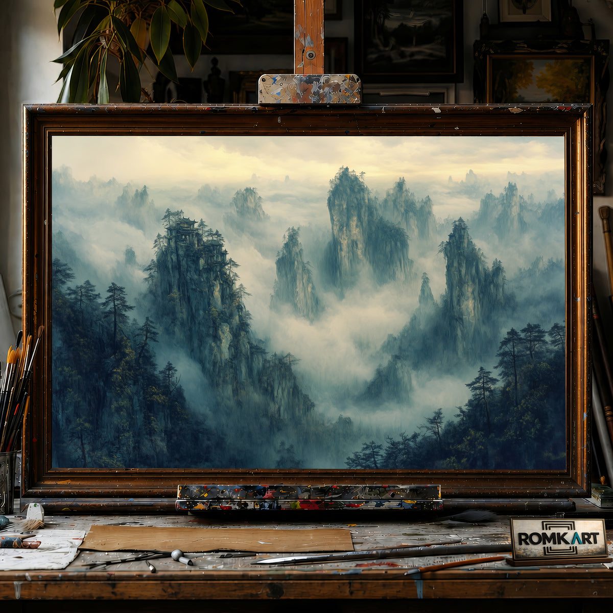 Zhangjiajie Mountains in Misty Morning hand-painted oil painting on canvas