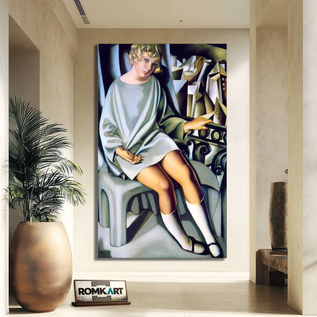 Tamara De Lempicka Kizette On The Balcony 1927 – Reproduction