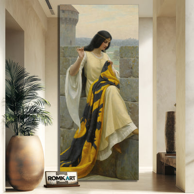 Edmund Leighton Stitching The Standard 1911 – Reproduction