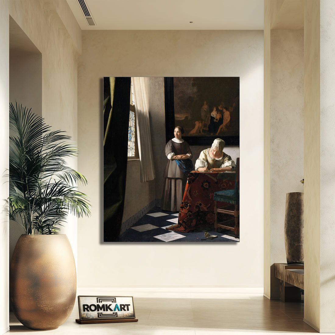 Johannes Vermeer Woman Writing A Letter With Her Maid – Reproduction