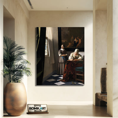 Johannes Vermeer Woman Writing A Letter With Her Maid – Reproduction