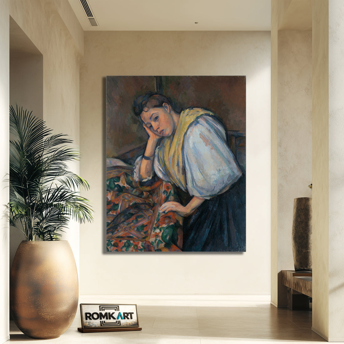 Paul Cezanne Young Italian Woman At A Table – Reproduction
