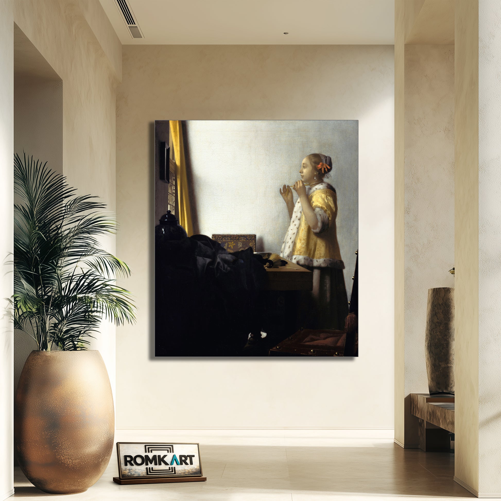 Johannes Vermeer Young Woman With A Pearl Necklace 1665 – Reproduction