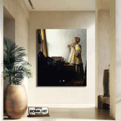 Johannes Vermeer Young Woman With A Pearl Necklace 1665 – Reproduction