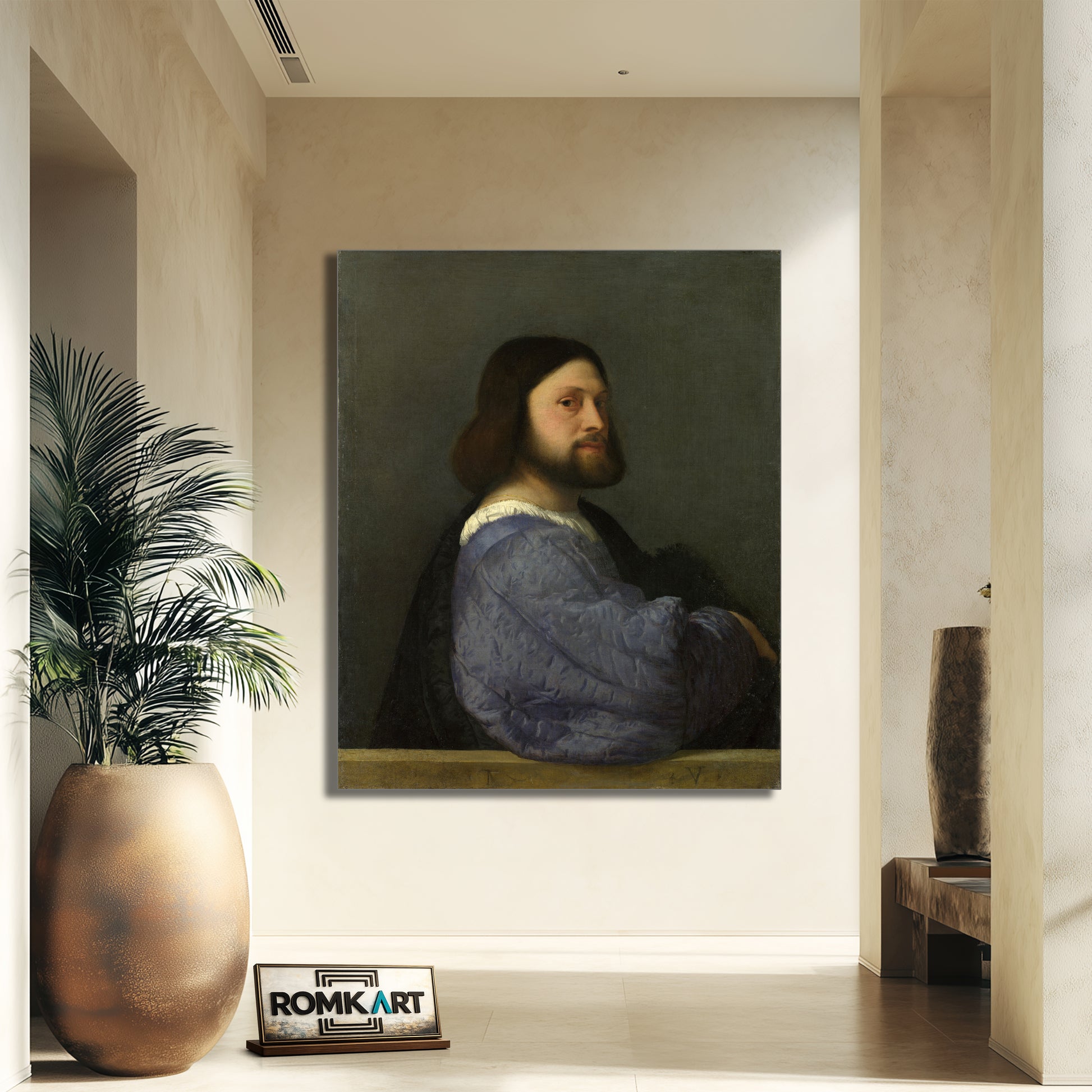 Titian A Man With A Quilted Sleeve Ariosto 1510 – Reproduction