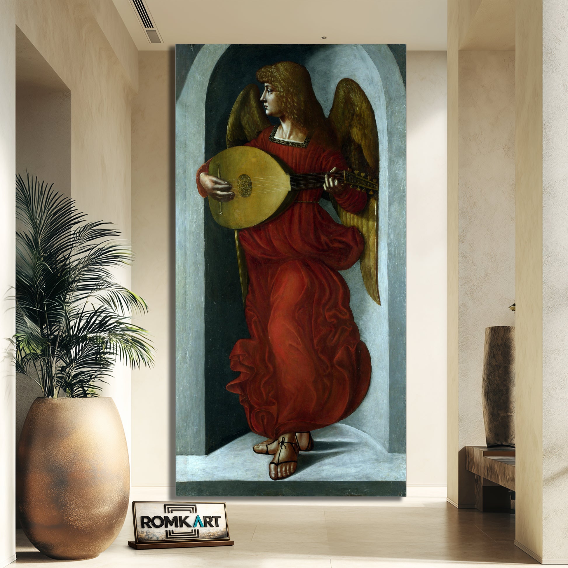 Giovanni Ambrogio De Predis An Angel In Red With A Lute – Reproduction