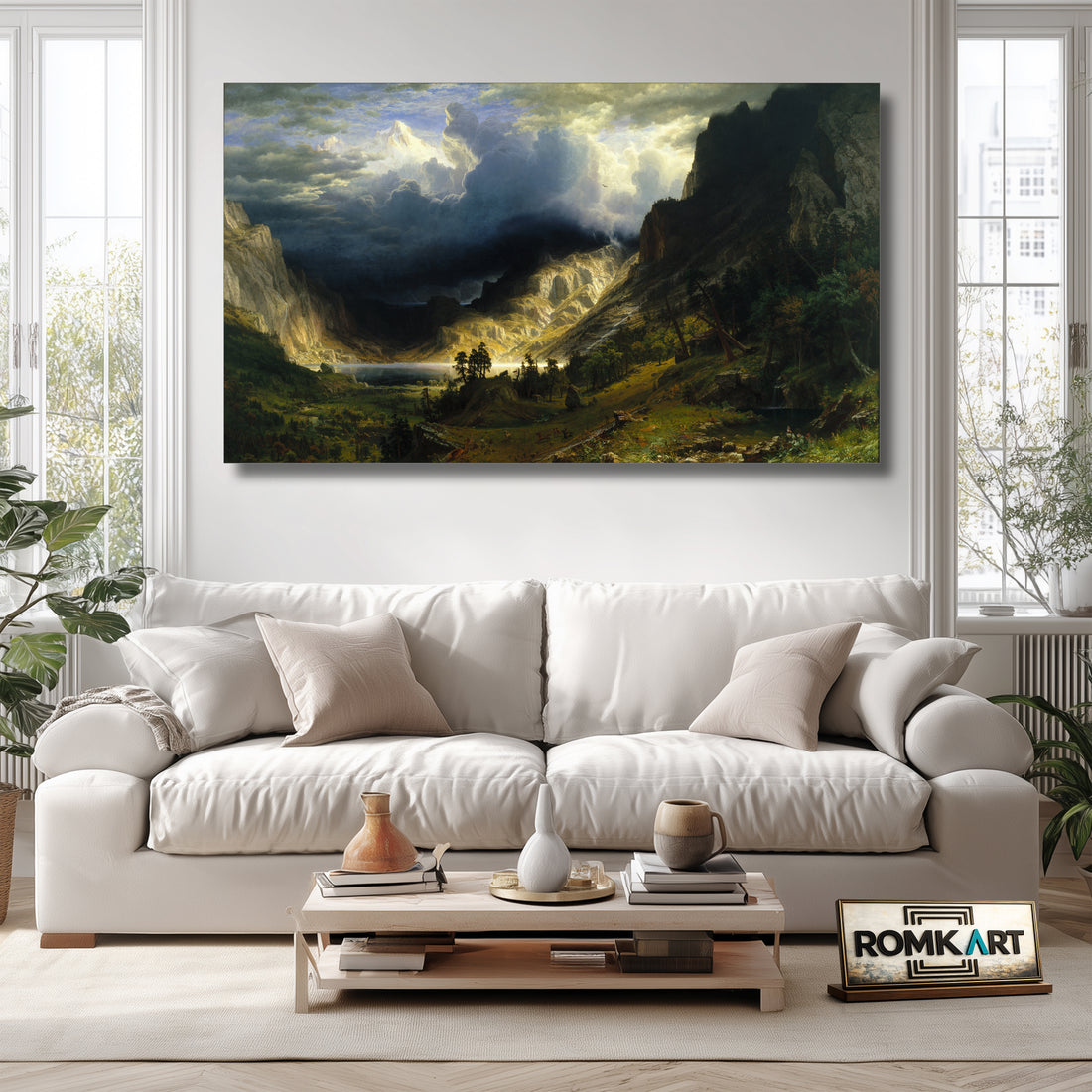 Albert Bierstadt A Storm In The Rocky Mountains 1866 - Reproduction by RomKart - Hand-Painted Oil Painting