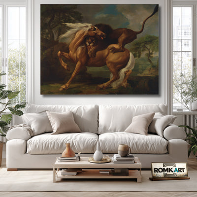 George Stubbs A Lion Attacking A Horse 1762 – Reproduction
