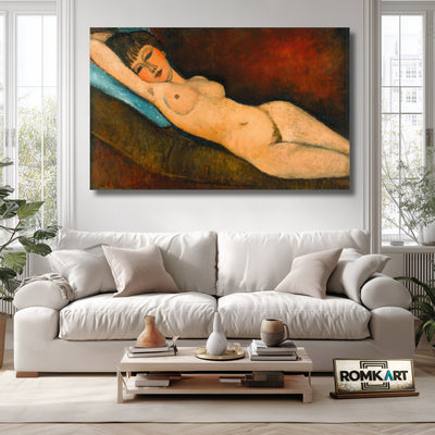 Amedeo Modigliani Reclining Nude On Blue Cushion 1916 – Reproduction
