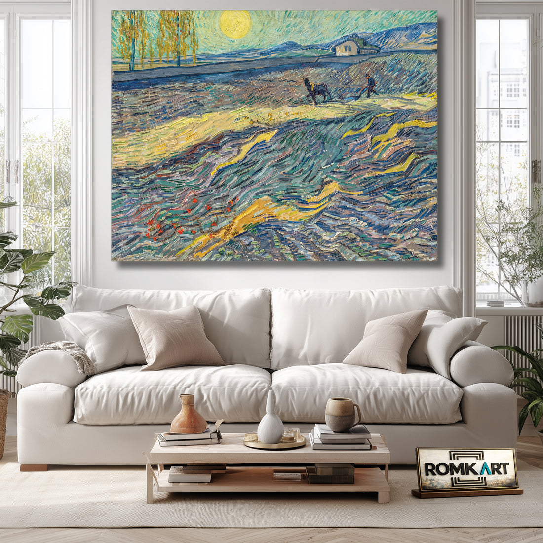Vincent Van Gogh Field With Plowing Farmers 1889 – Reproduction