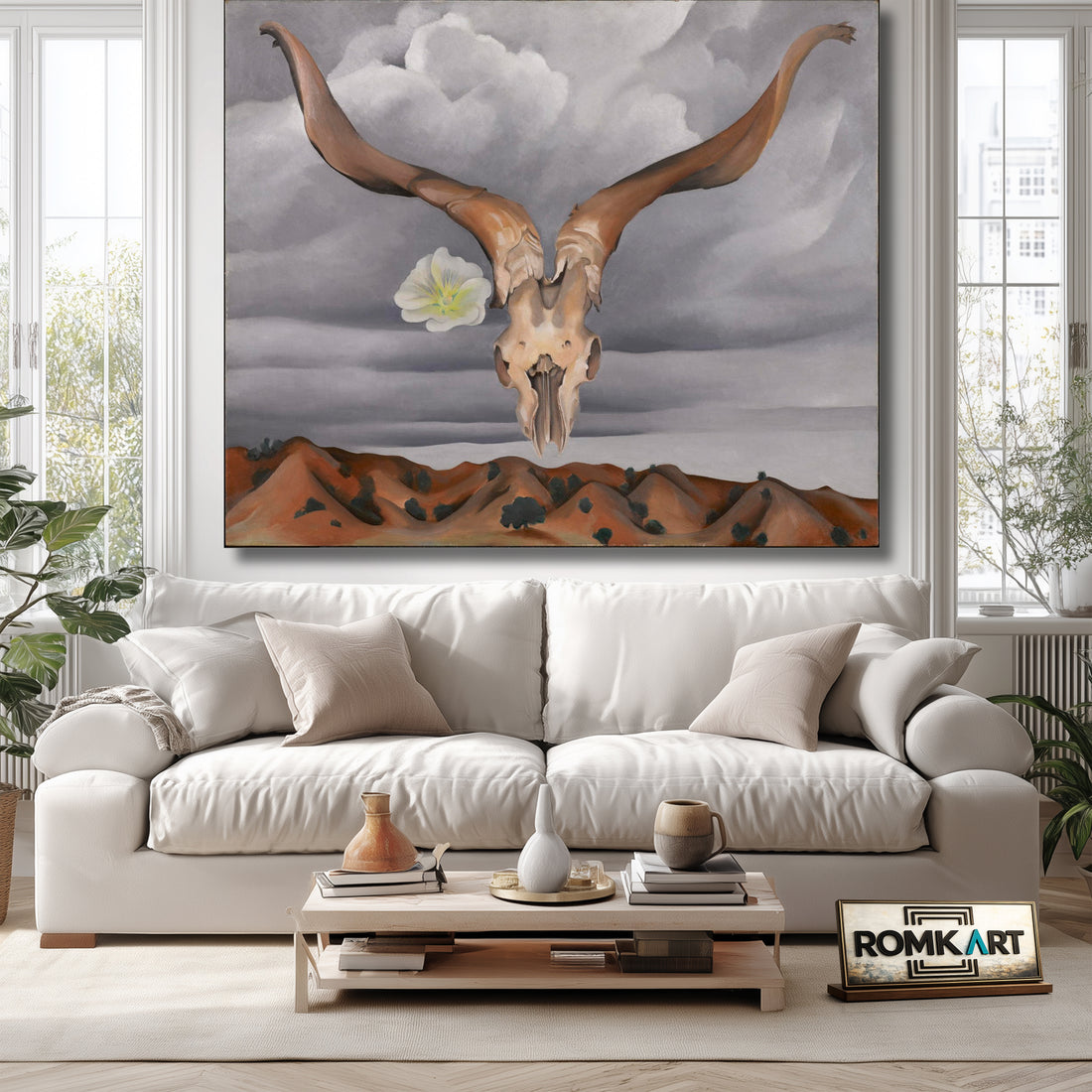 Georgia O'Keeffe Ram's Head White Hollyhock And Little Hills 1935 – Reproduction