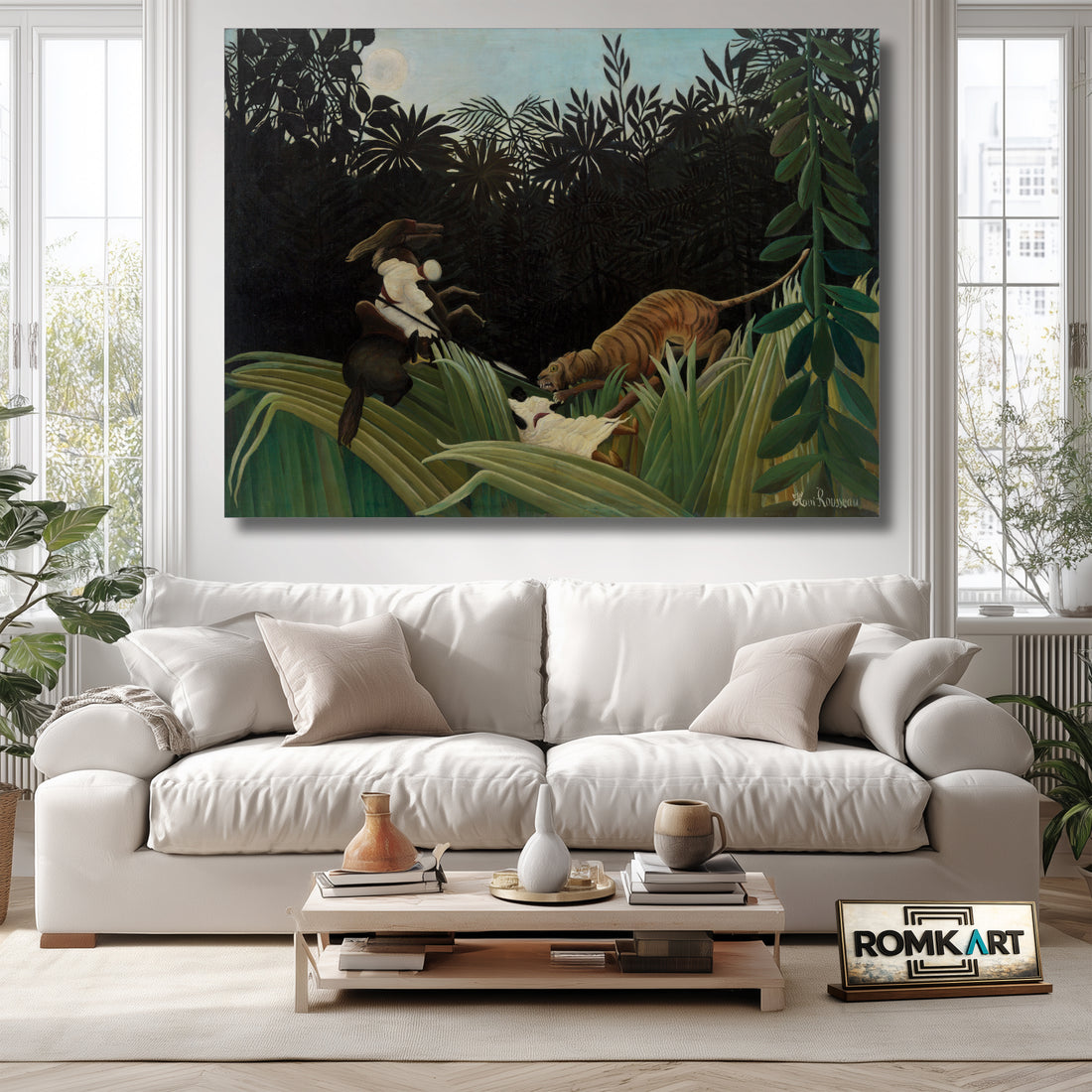Henri Rousseau Scouts Attacked By A Tiger – Reproduction