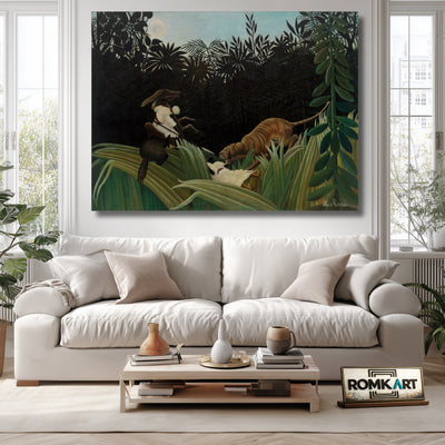 Henri Rousseau Scouts Attacked By A Tiger – Reproduction