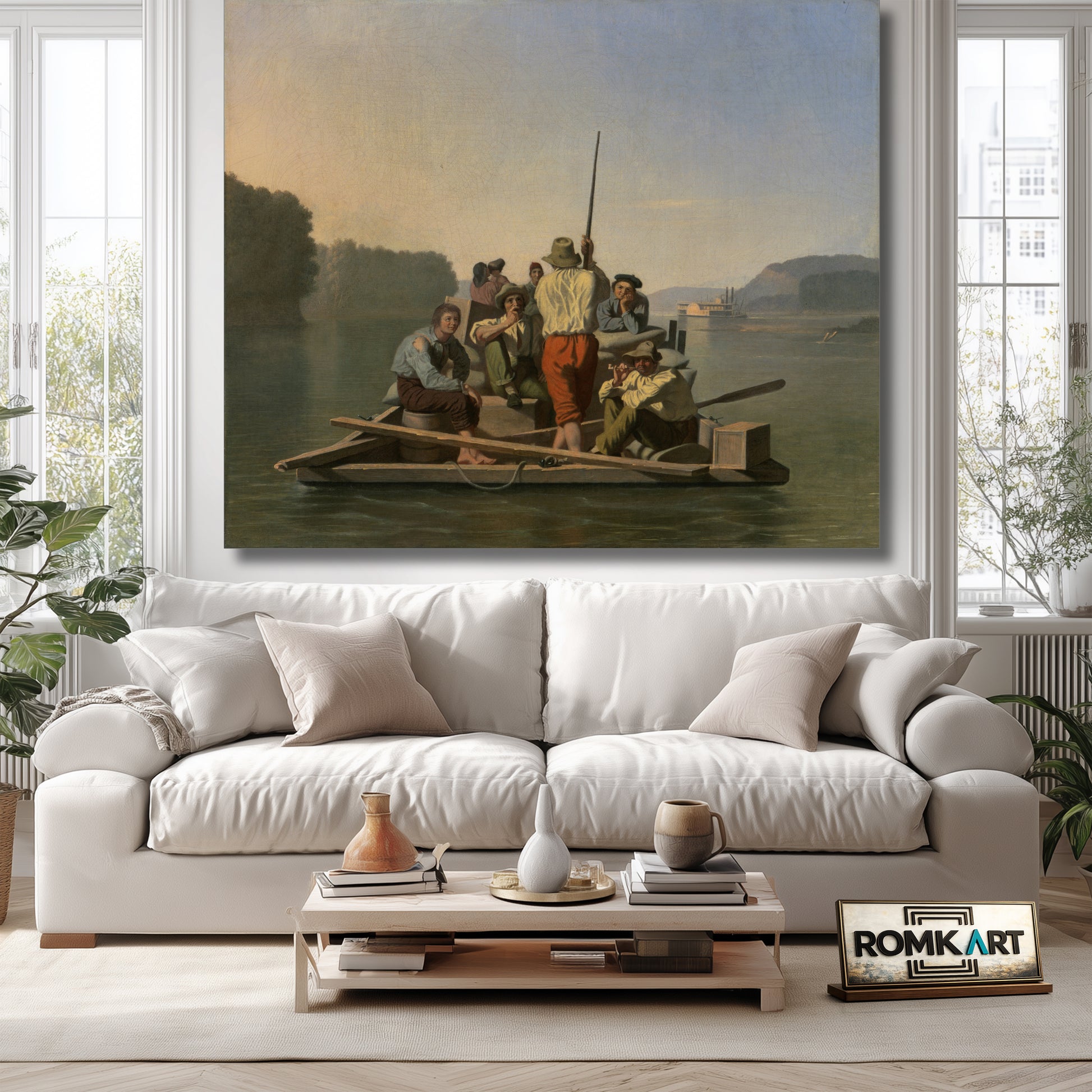 George Caleb Bingham Lighter Relieving A Steamboat Aground – Reproduction