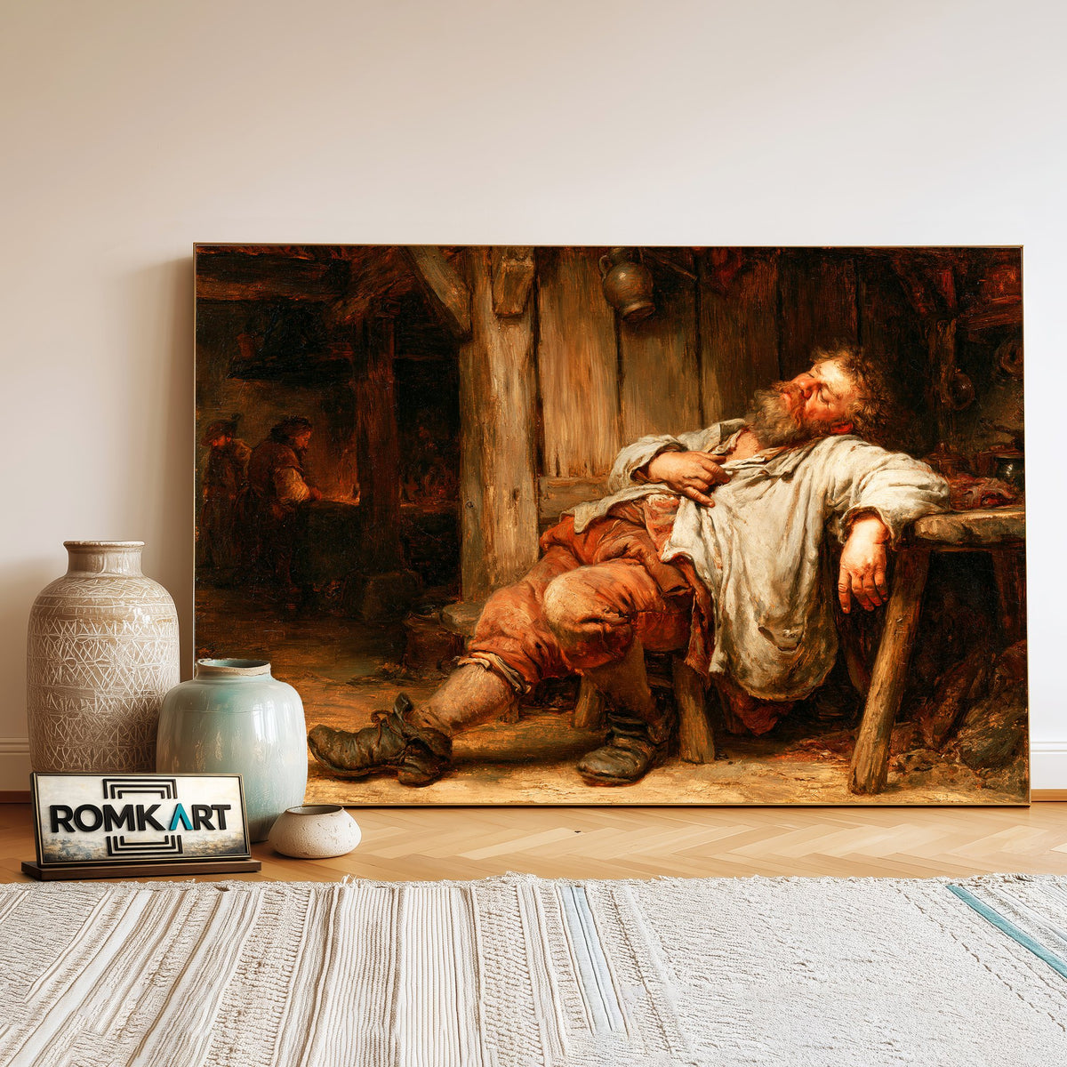17Th Century Drunk Man Oil Painting - image 3