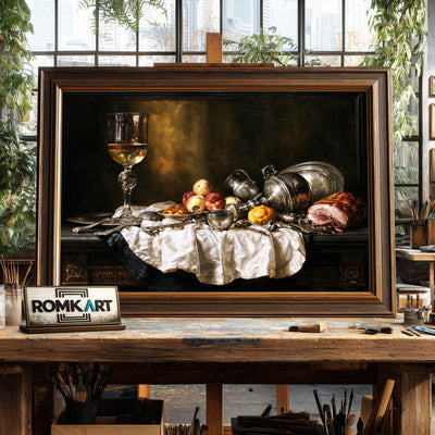 17Th Century Dutch Banquet Still Life Oil Painting - image 2