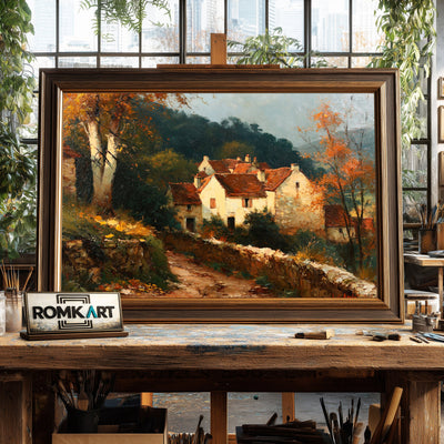 1950s French Countryside Oil Painting - image 2